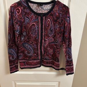 Talbots Multicolor Paisley Cardigan